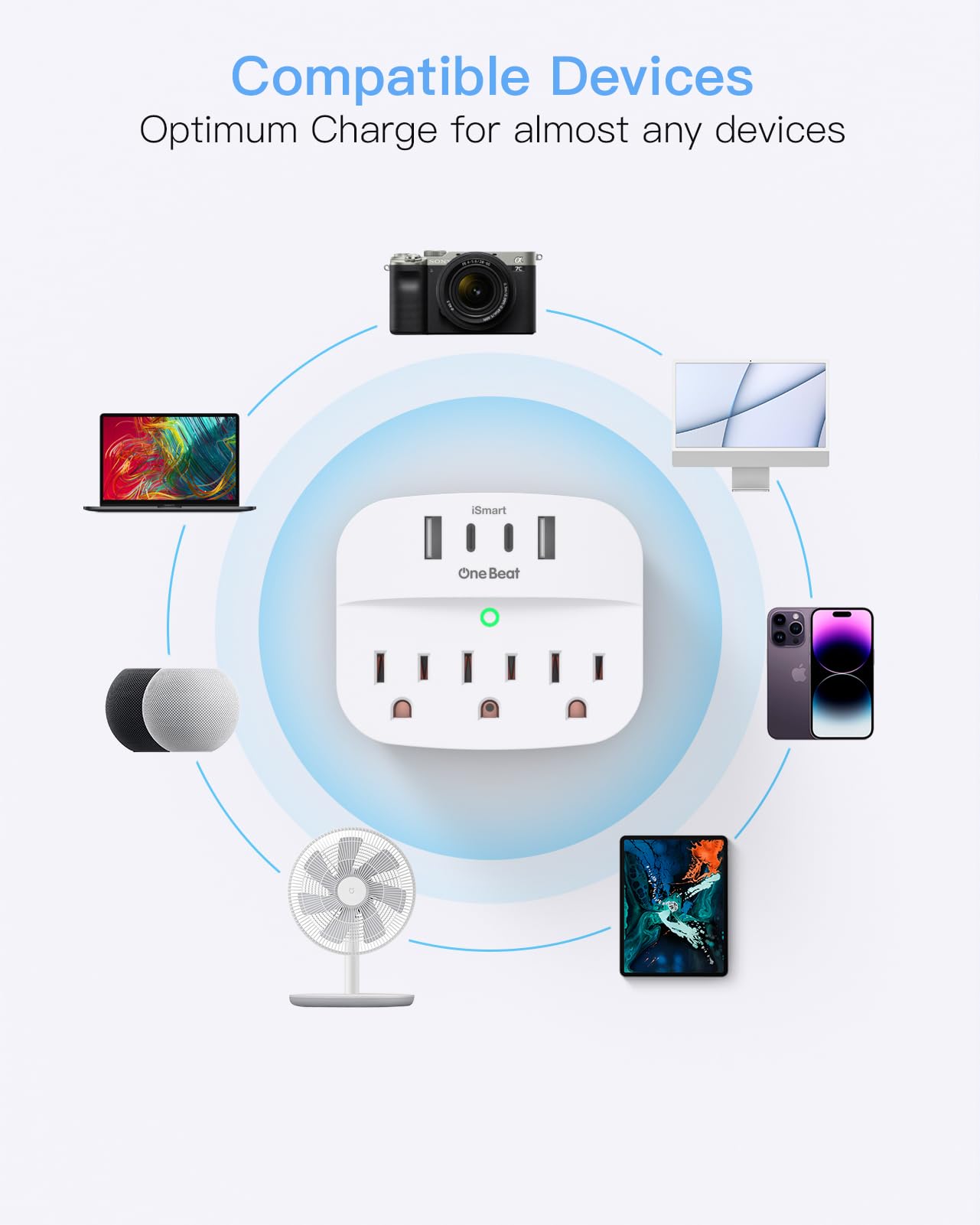 One Beat compact travel plug adapter for easy packing