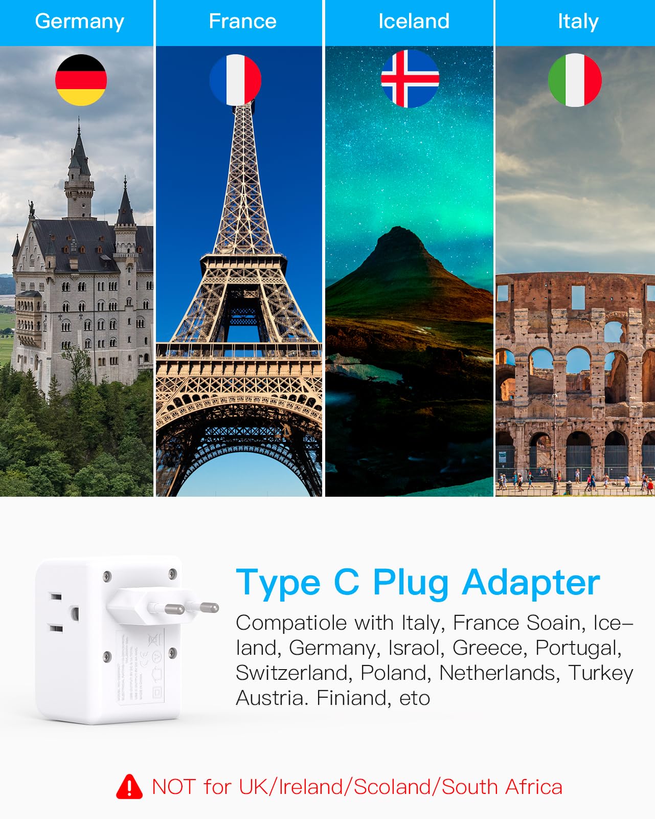 One Beat US-to-Europe travel plug powers devices across Europe while traveling.
