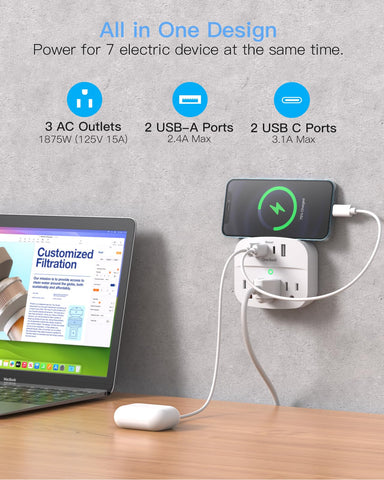 One Beat outlet with two USB-C ports for fast charging on the go