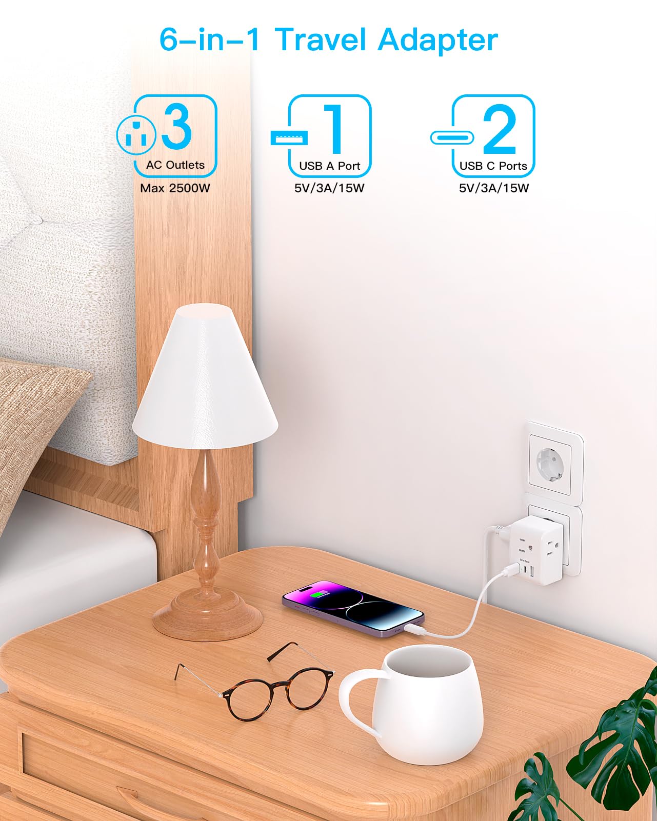 One Beat adapter provides USB-C and USB-A ports for fast, flexible charging.