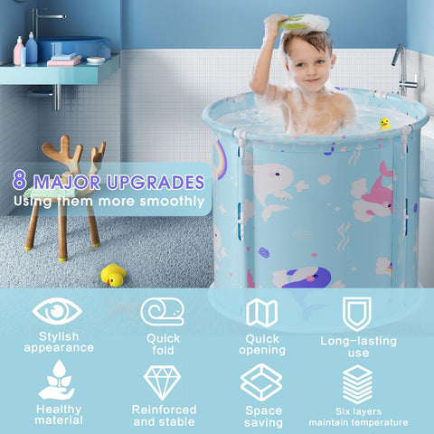 Onebook foldable tub for kids, lightweight and stable for family baths.