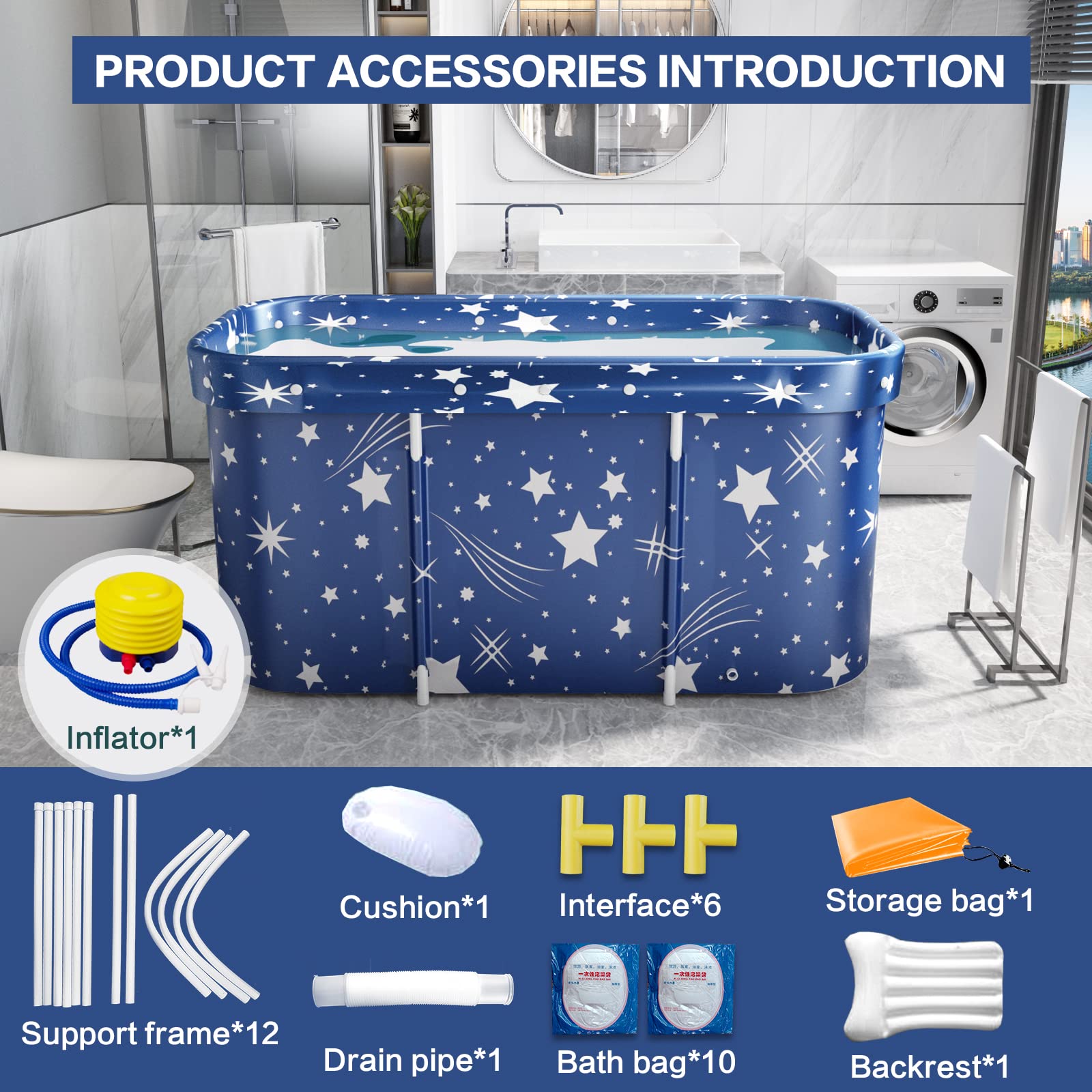 Onebook portable bathtub assembly easy to save space and time.