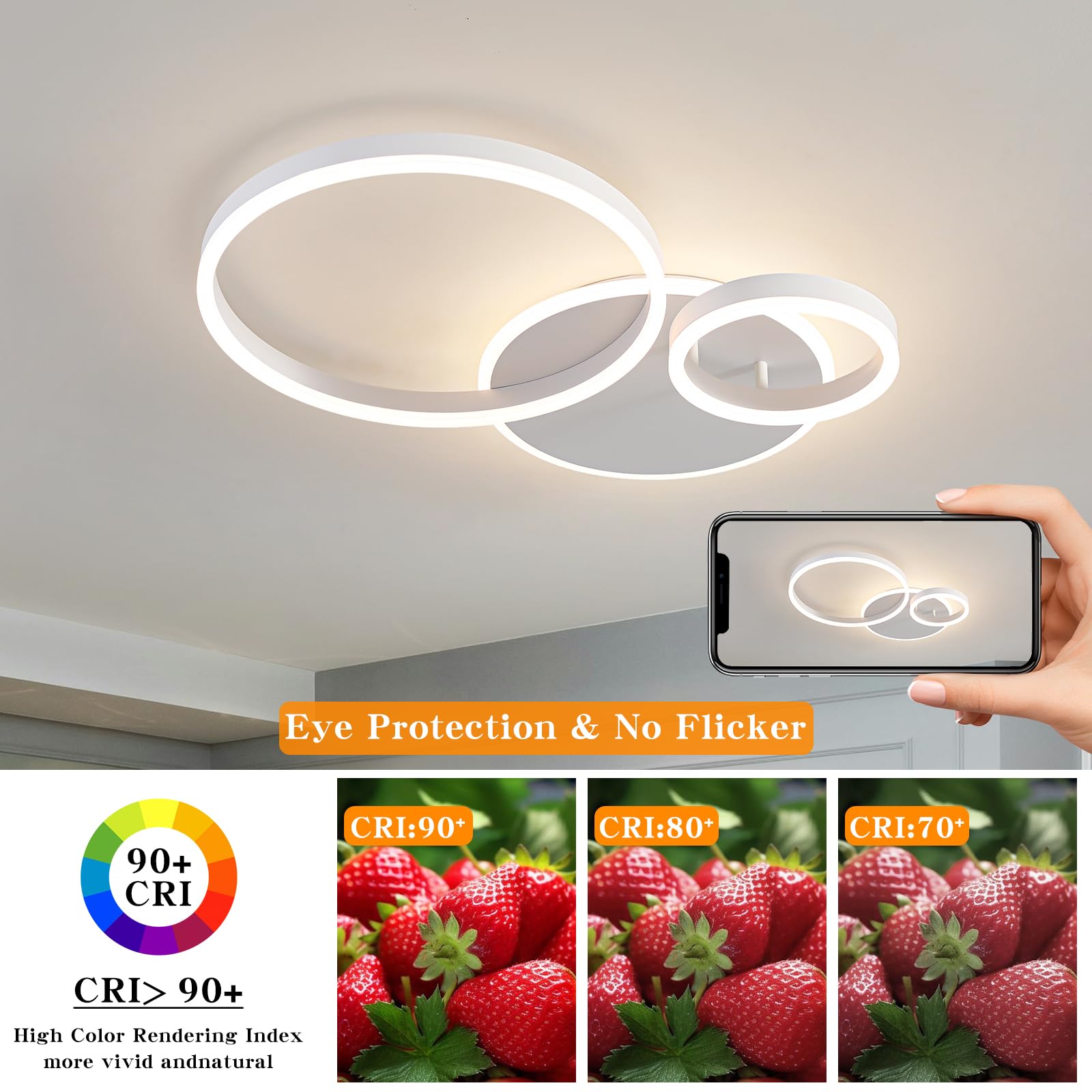 O'NEELDY 25.59-inch diameter ceiling fixture for rooms 8–15 m².
