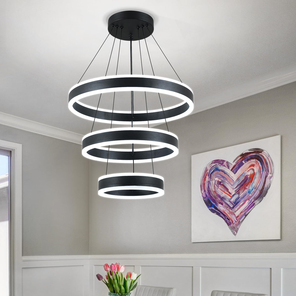 O'NEELDY three ring front view chandelier for modern living spaces