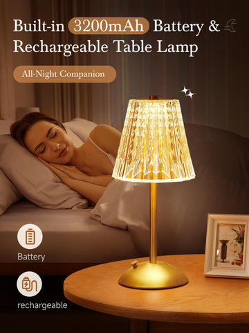 One Fire crystal lamp with dimmable touch control for customizable brightness