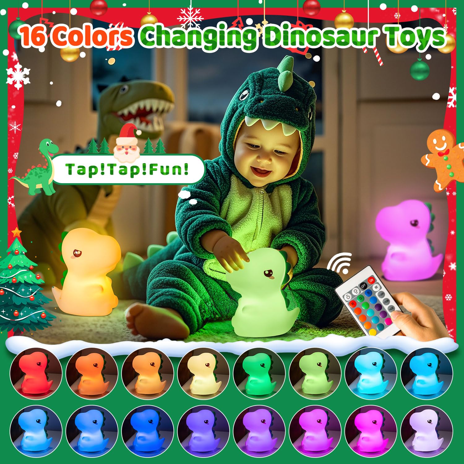 One Fire Dinosaur Night Light with color change for cozy mood