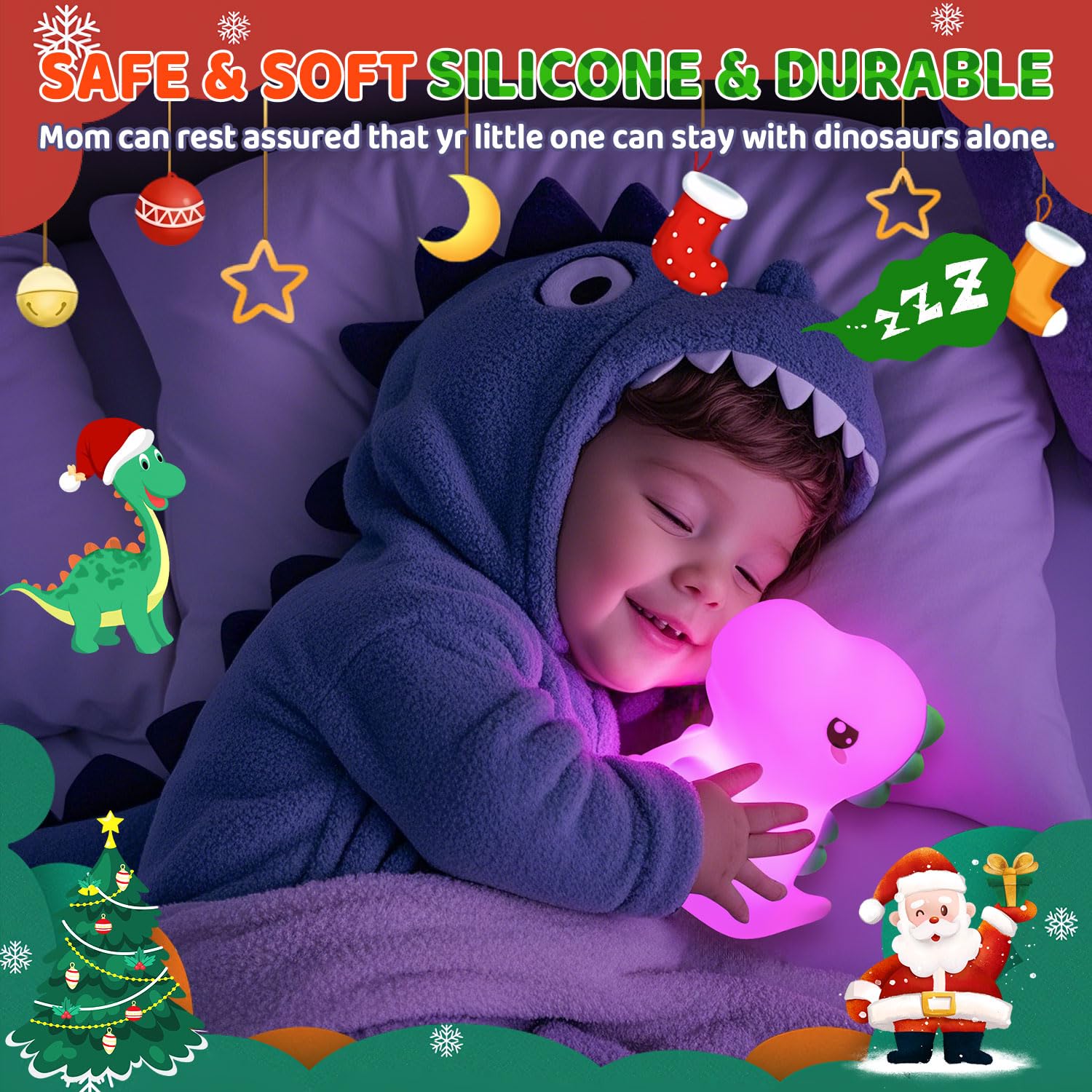 One Fire Dinosaur Night Light rechargeable battery for cordless use
