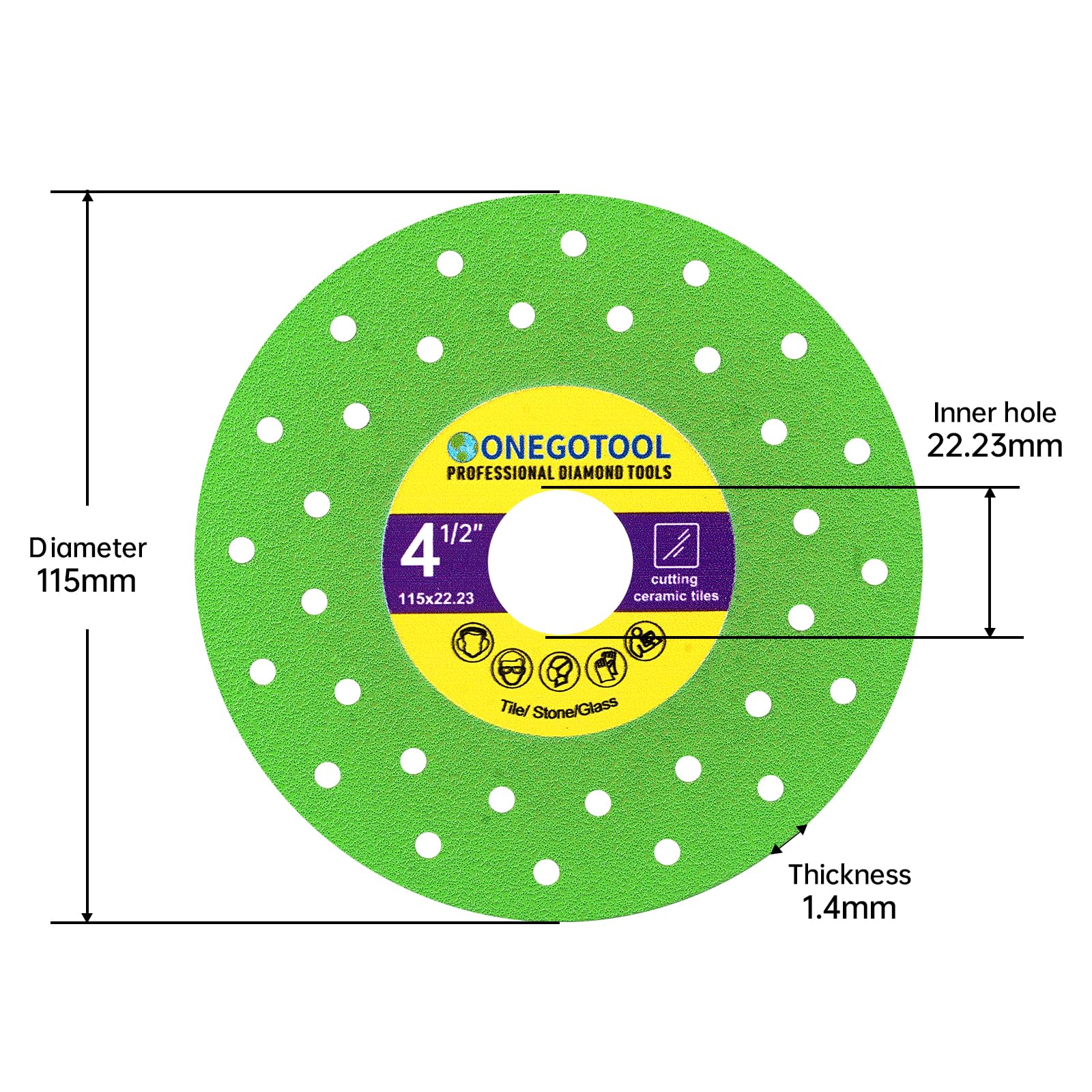ONEGOTOOL diamond tile blade cutting ceramic with smooth edge.