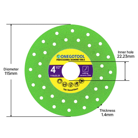 ONEGOTOOL diamond tile blade cutting ceramic with smooth edge.