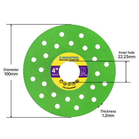 ONEGOTOOL ceramic cutting diamond blade provides precise lines with minimal heat buildup.
