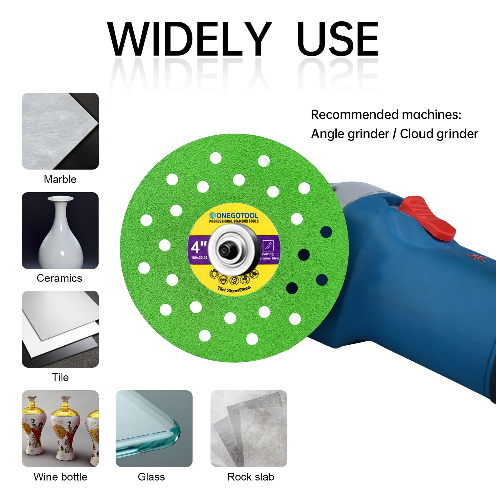 ONEGOTOOL ultrathin kerf diamond blade minimizes kerf width for precise, efficient cuts.
