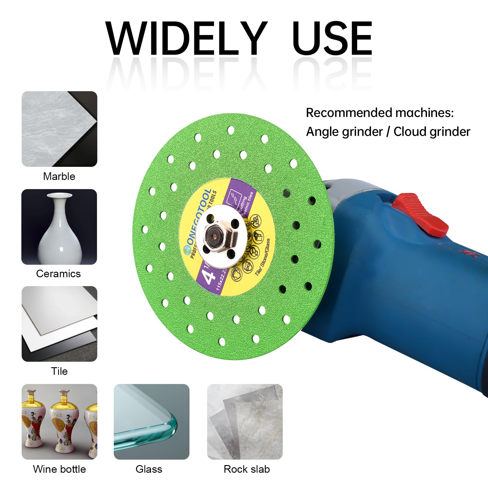 ONEGOTOOL ultra-thin 0.05-inch blade minimizes kerf with precision.