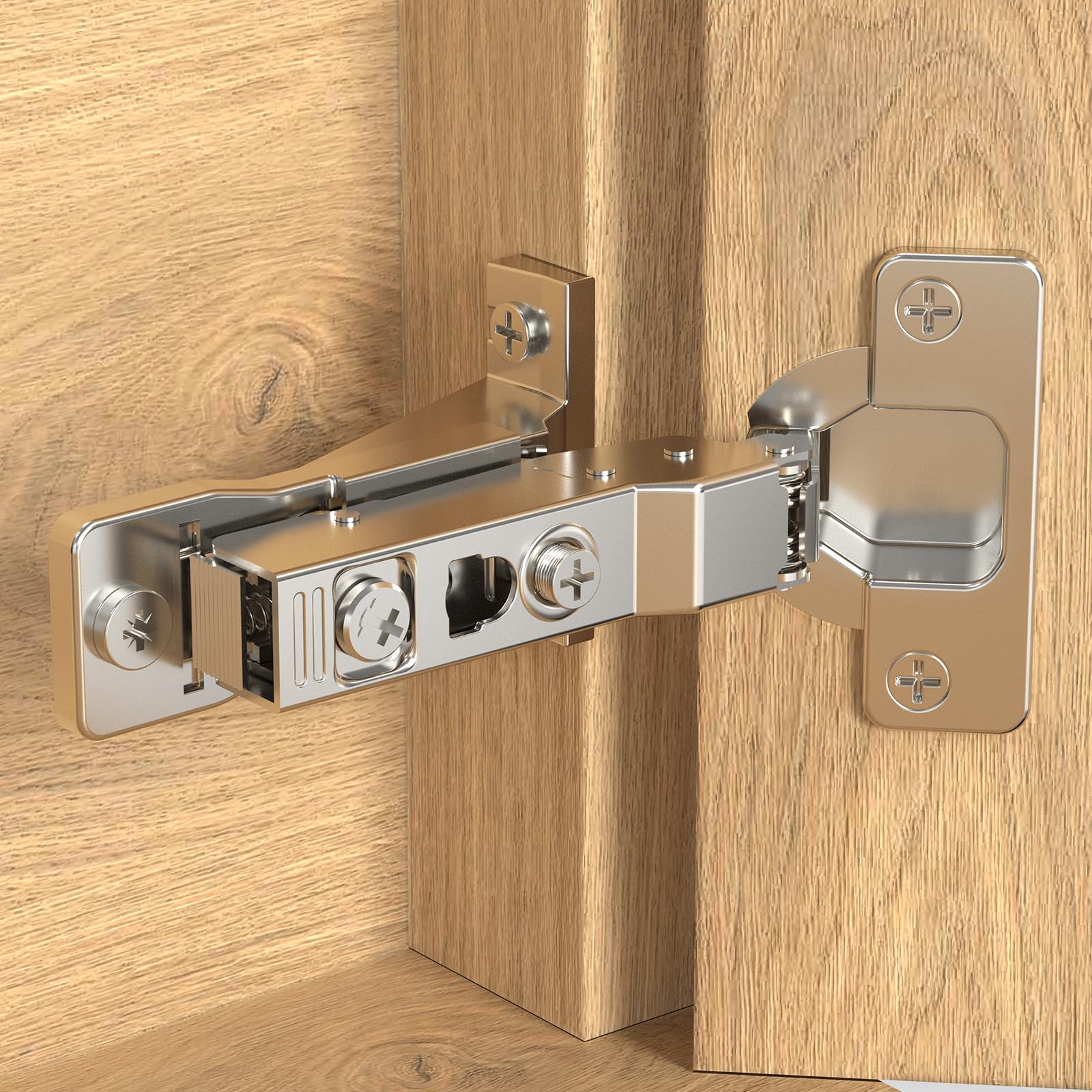 Onemake 8 Pack 110° hinges closeup for flush-face frame cabinets with precise alignment