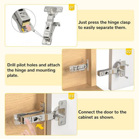 Onemake clip-top fast-release hinge enables quick door installation and removal
