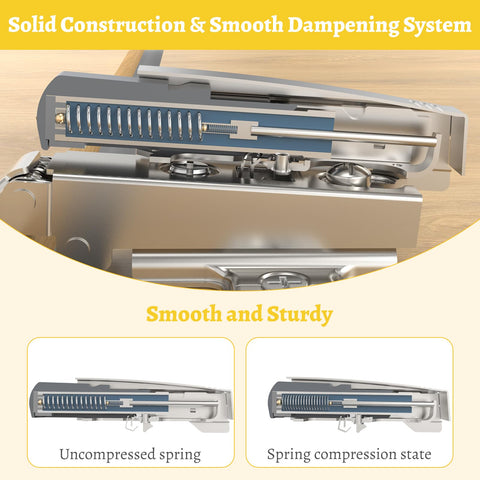 Onemake dampening system provides durable, whisper-quiet cabinet door closing.