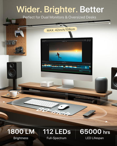 1800 lumens deliver even coverage across a wide workspace.