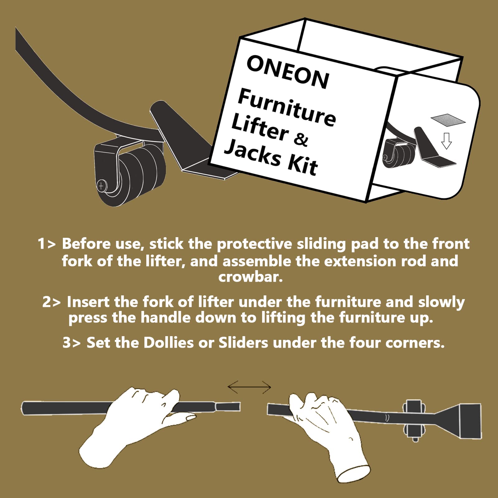 ONEON ergonomic design reduces strain while moving heavy furniture