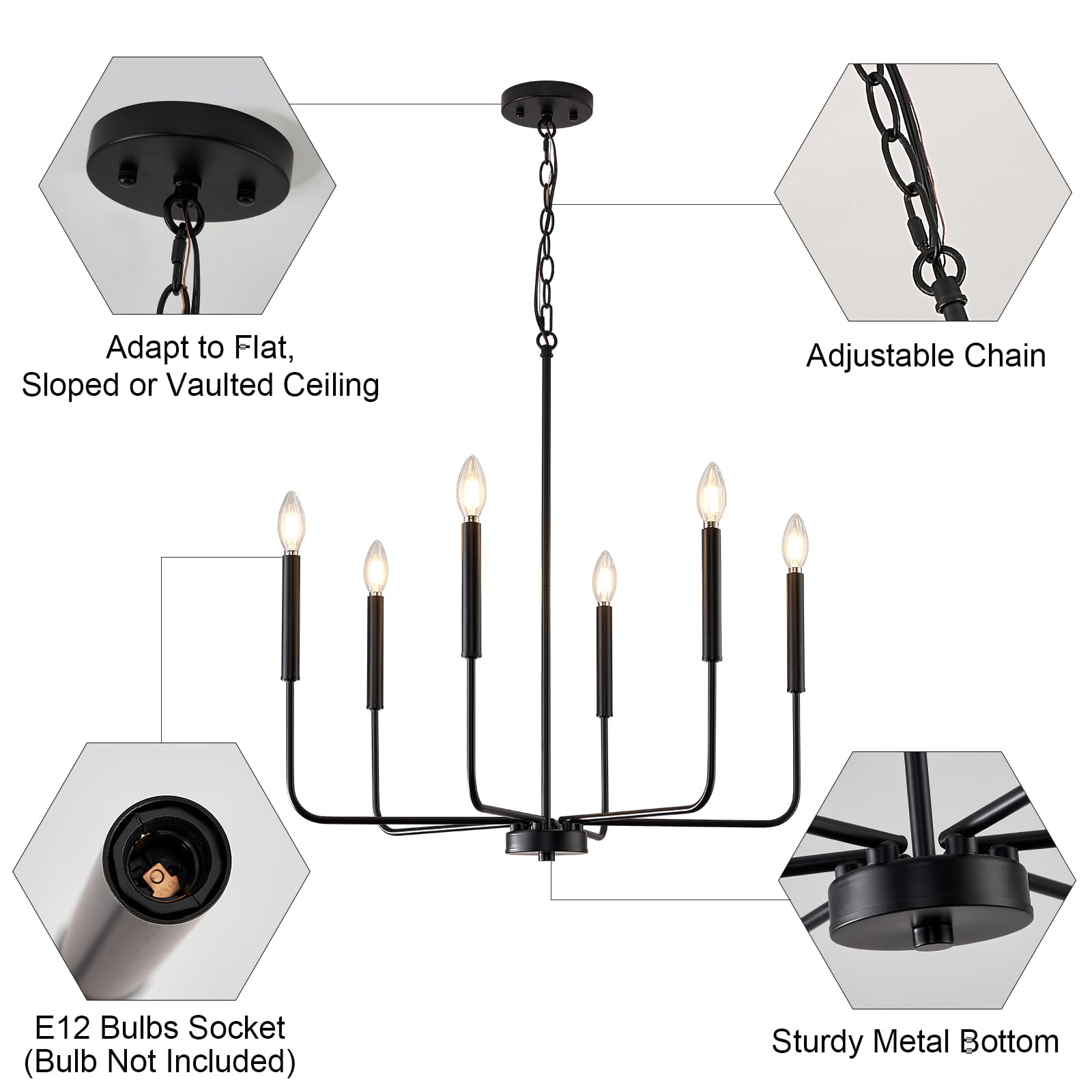ONESMING durable black iron construction with rust-resistant finish.