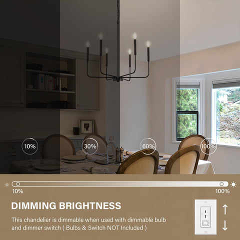 ONESMING sloped-ceiling friendly chandelier for flexible mounting.