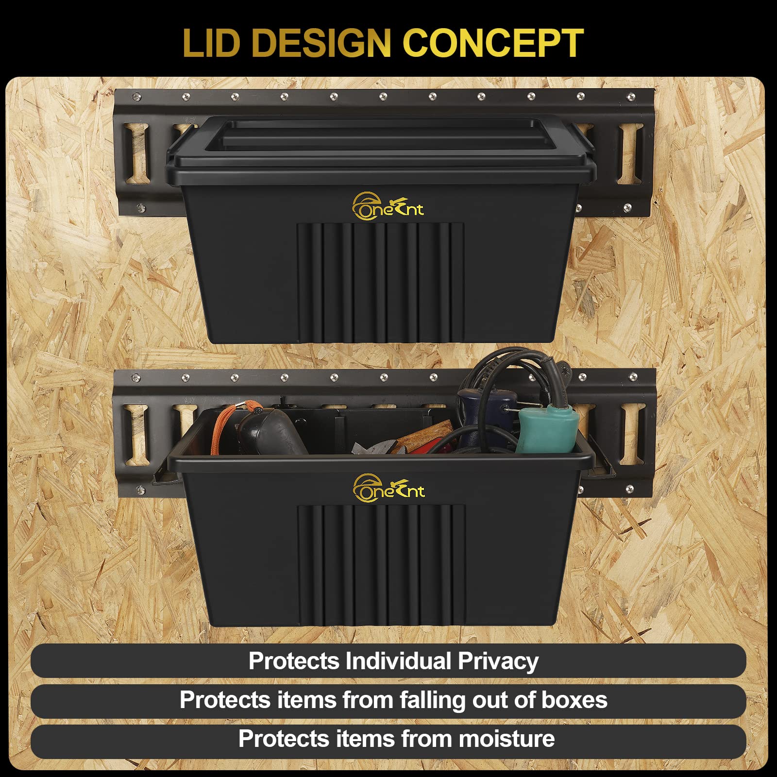 Onesnt 2-pack e-track basket dimensions show compact size