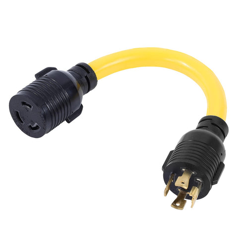 ONETAK L14-30P to L6-30R twist-lock adapter with copper conductors for 240V use