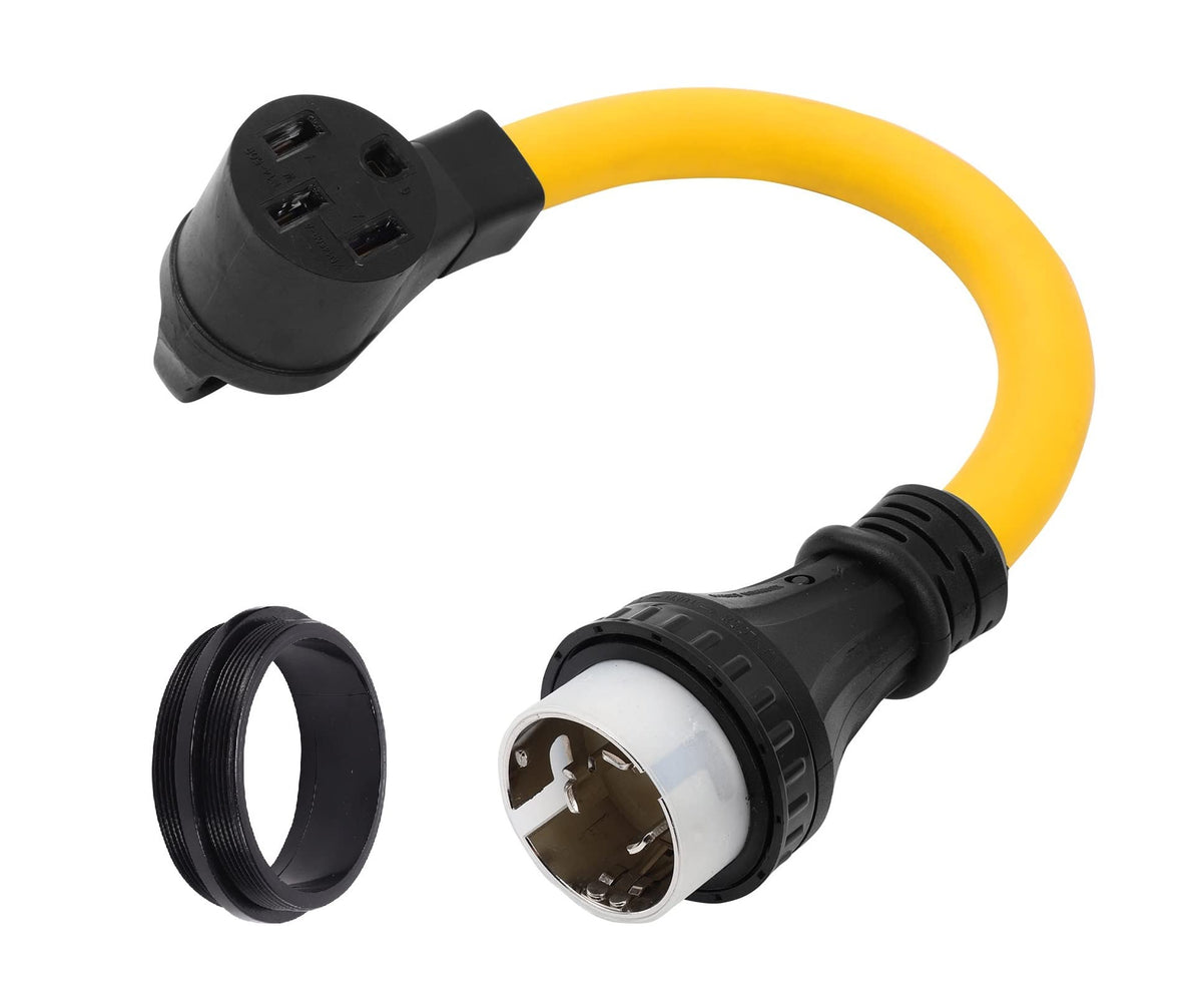 ONETAK NEMA SS2-50P to 14-50R twist-lock marine adapter for secure 120/240V power