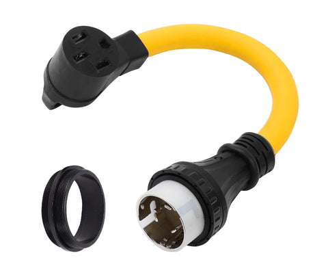 ONETAK NEMA SS2-50P to 14-50R twist-lock marine adapter for secure 120/240V power