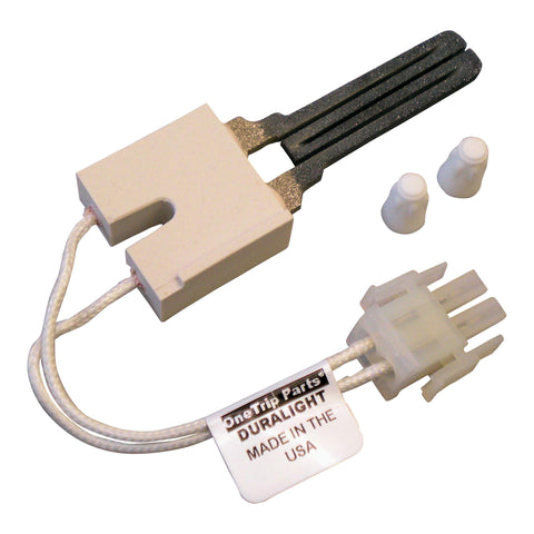 OneTrip Parts Duralight ignitor close-up showing precise fit for furnace ignition.