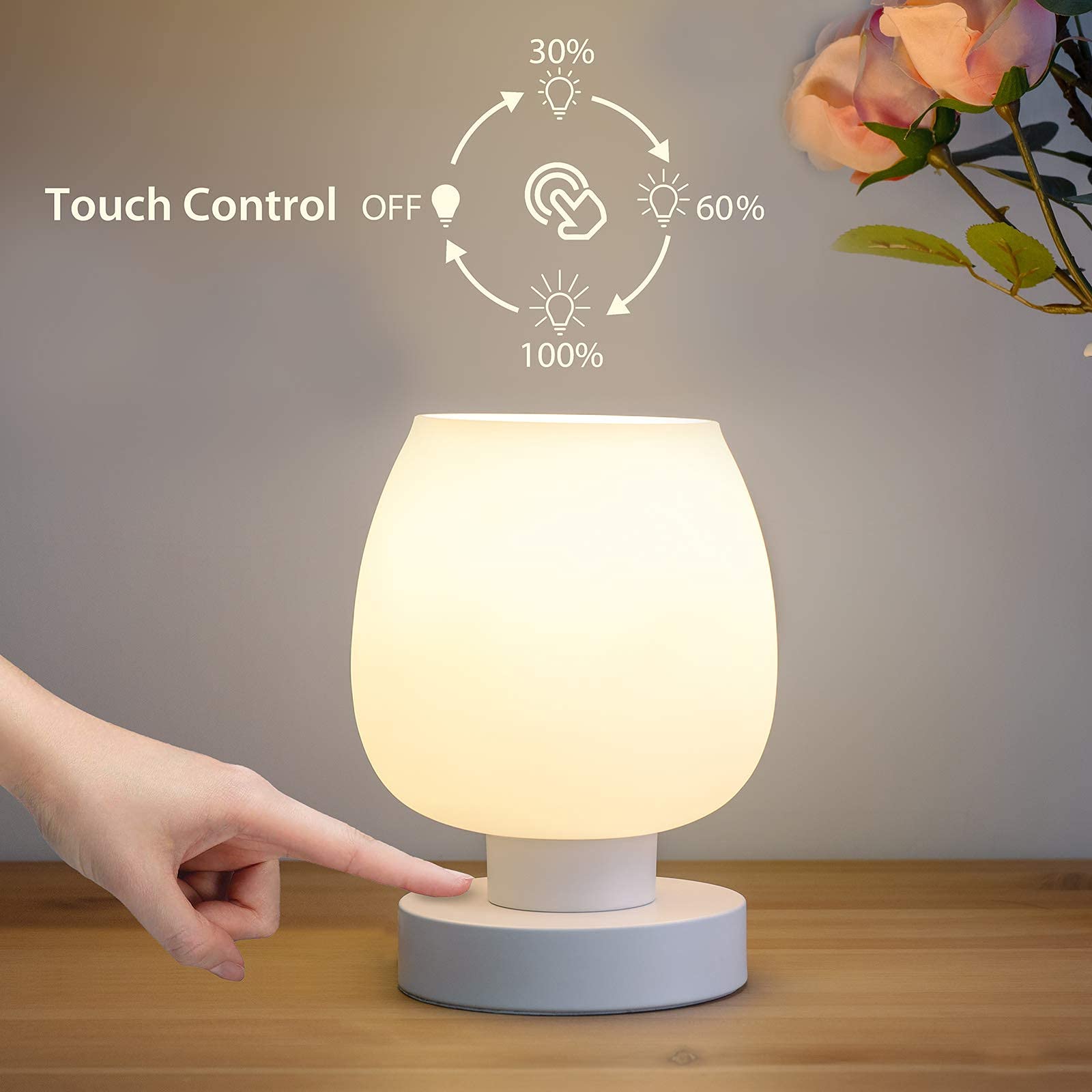 ONEWISH 3Way dimmable table lamp control for easy reading at night