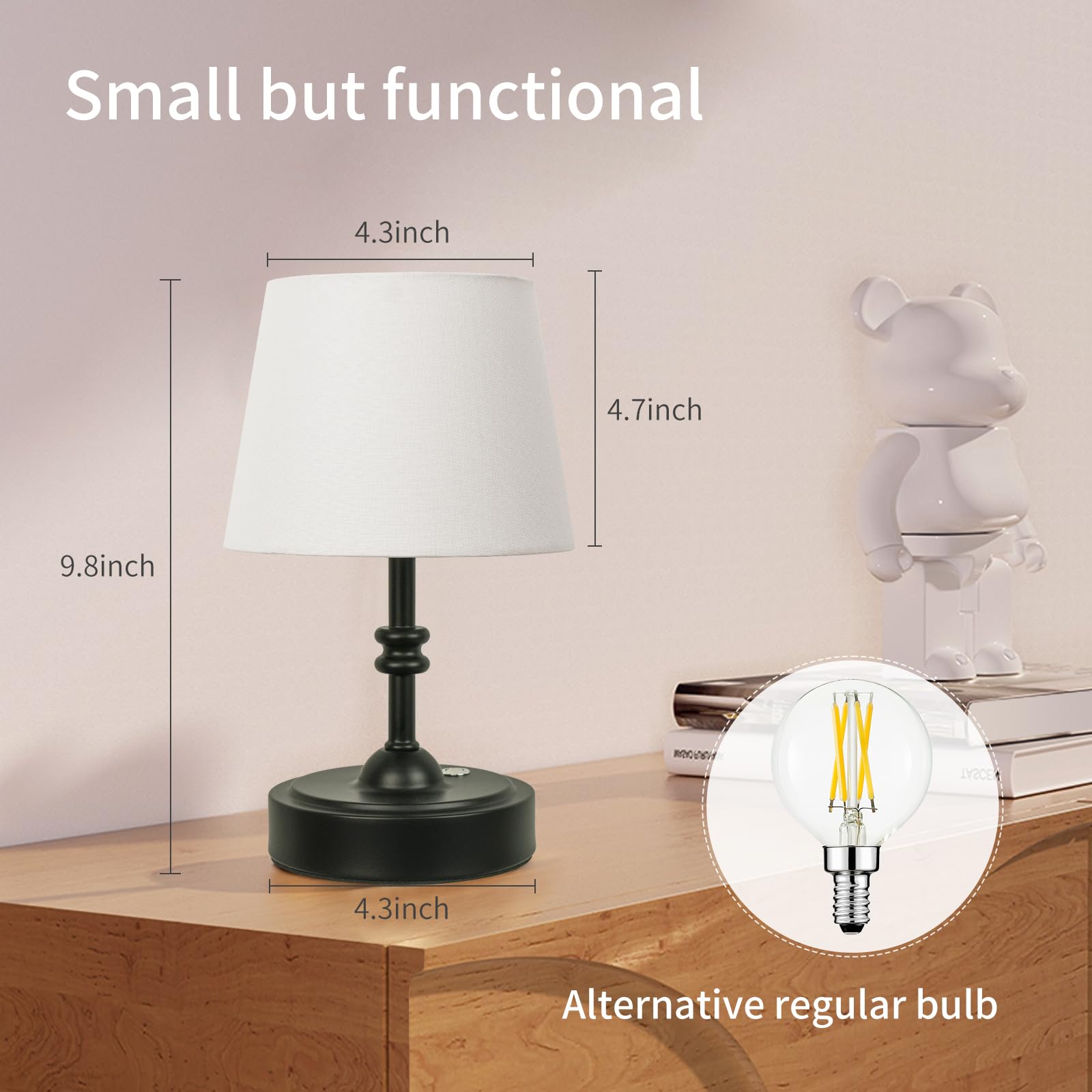 ONEWISH black bedside lamp blends compact size with modern style