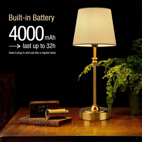 ONEWISH cordless table lamp fabric shade close-up showing soft, inviting glow