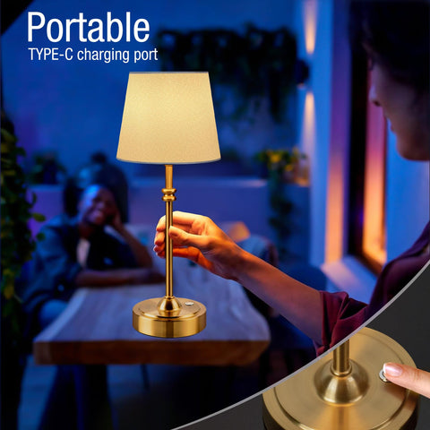 ONEWISH cordless table lamp touch-control base highlighting stepless dimming