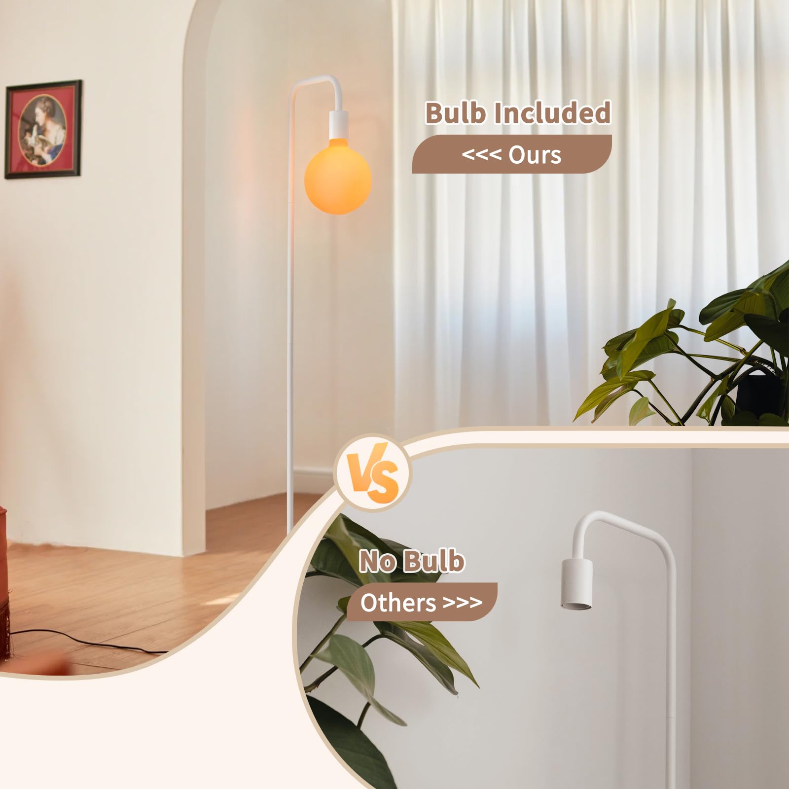 ONEWISH floor lamp stands 65 inches tall beside a sofa for comfortable lighting.