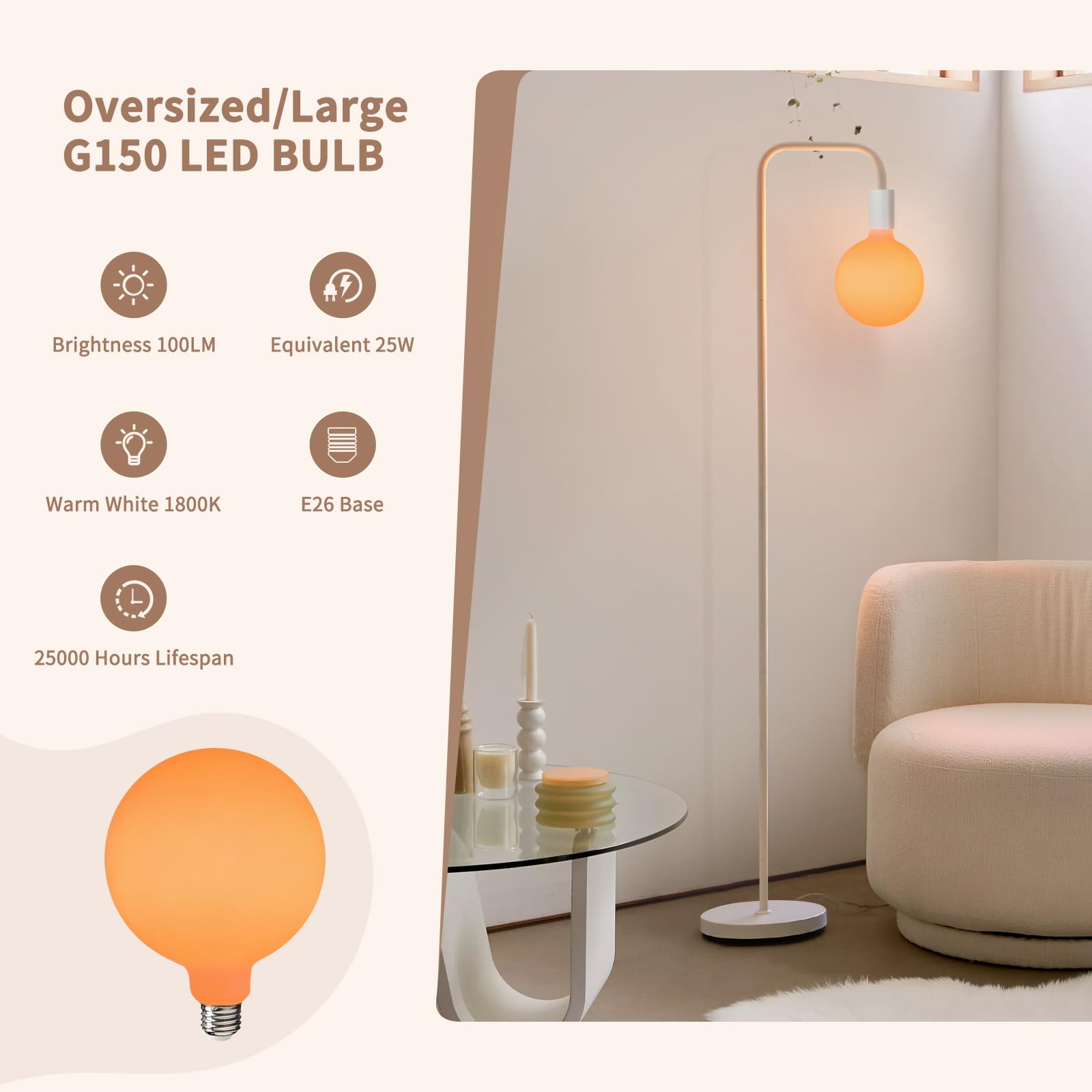 ONEWISH matte white base provides stable support with modern styling.