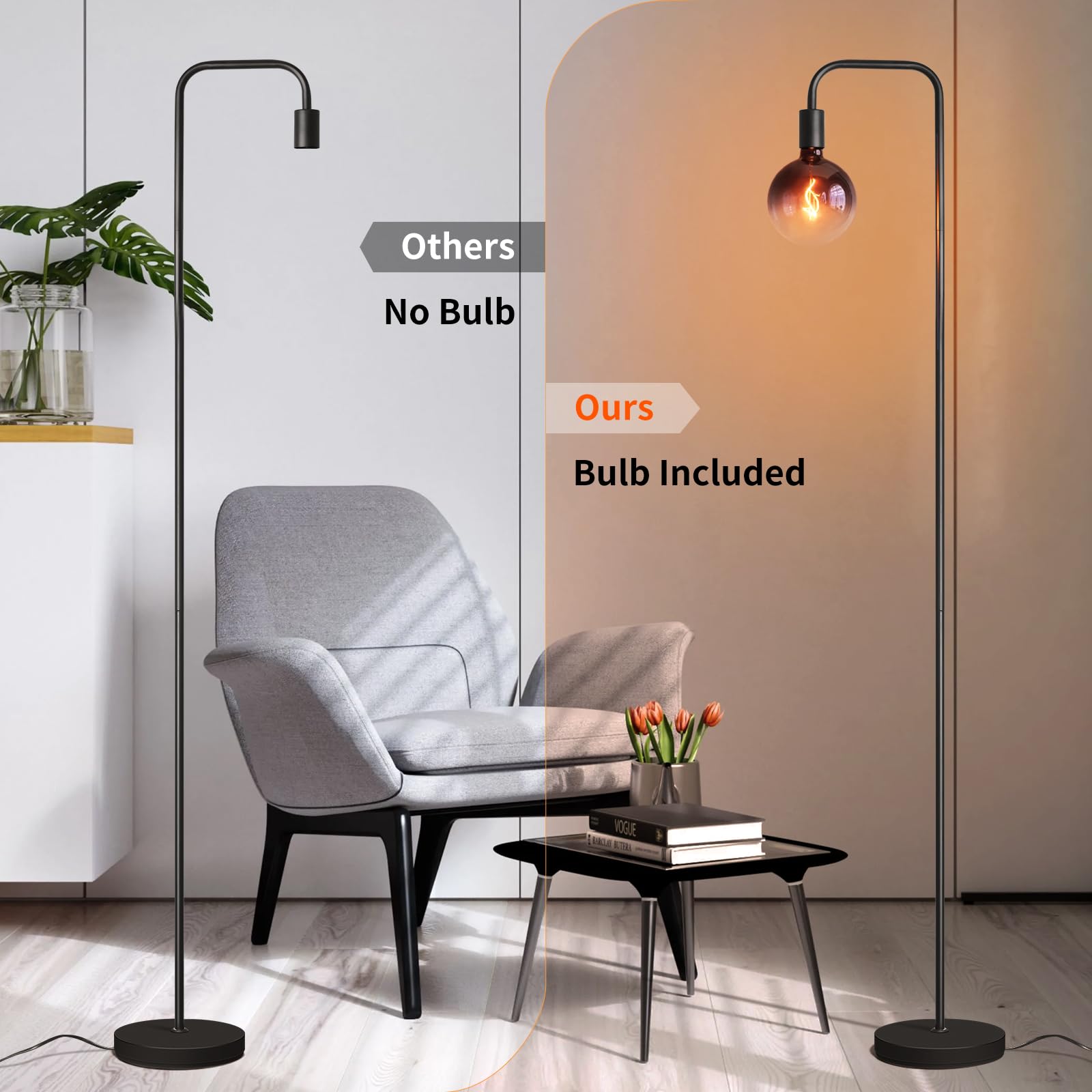 ONEWISH floor lamp with clear glass globe adds contemporary charm to a room