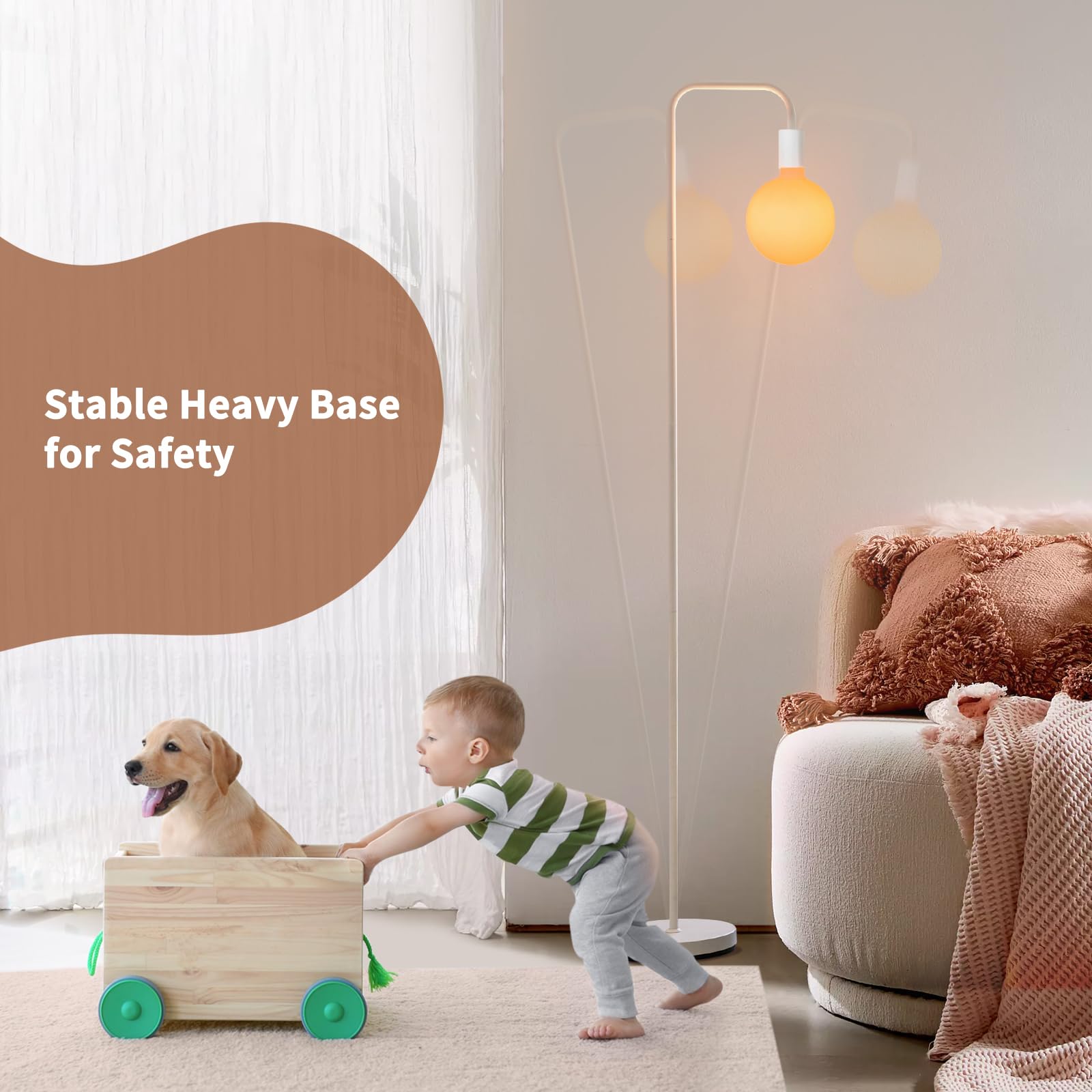 ONEWISH lamp emits 1800K warm ambient light with soft, flicker-free illumination.