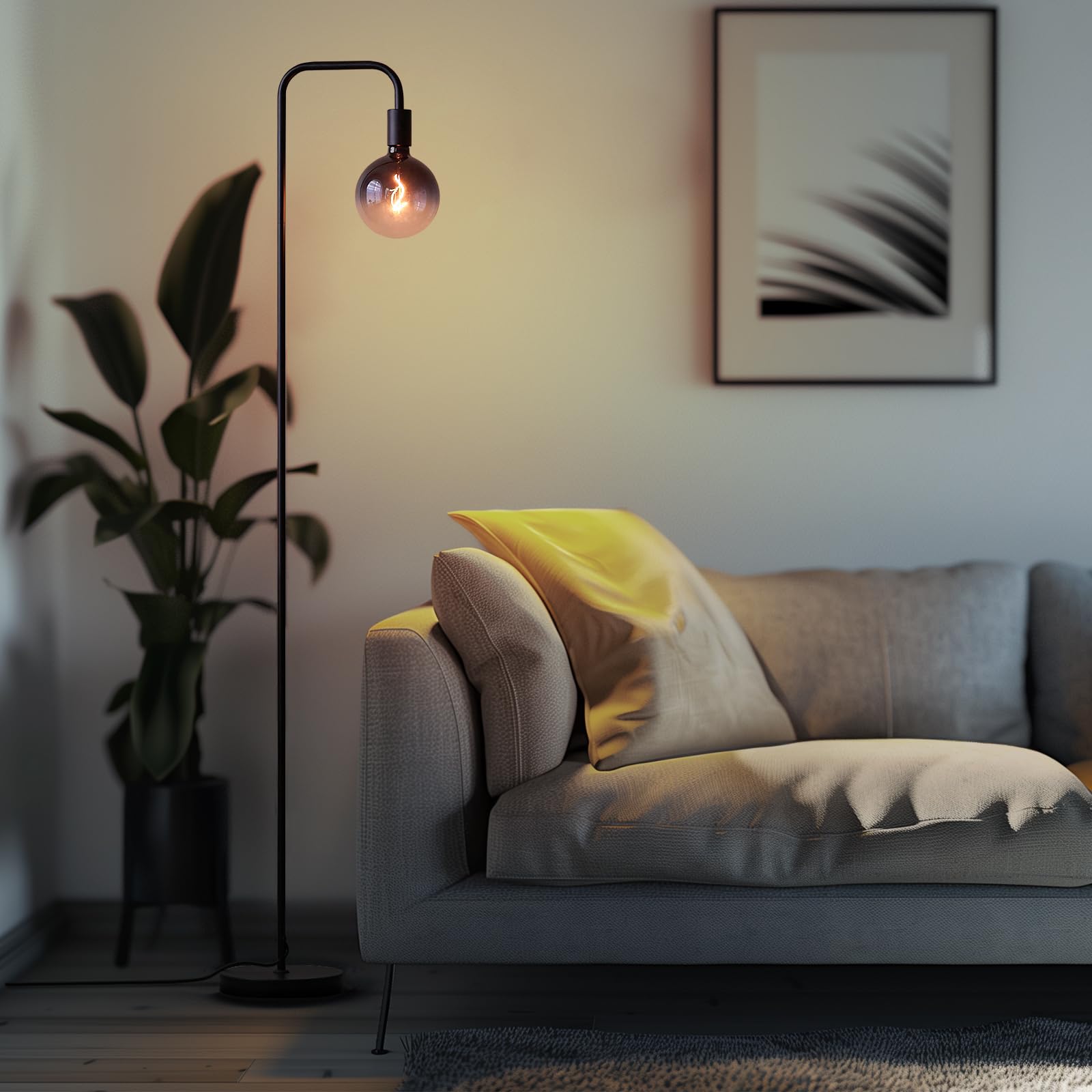 ONEWISH industrial lamp set globe bulb spiral filament 1800K creates sunset-like ambiance.