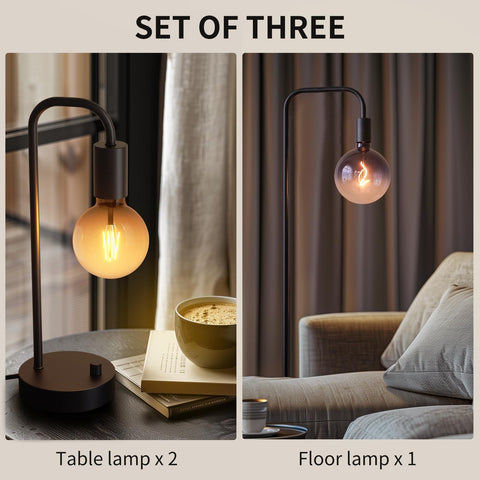 ONEWISH industrial lamp set gradient black shade adds modern elegance.
