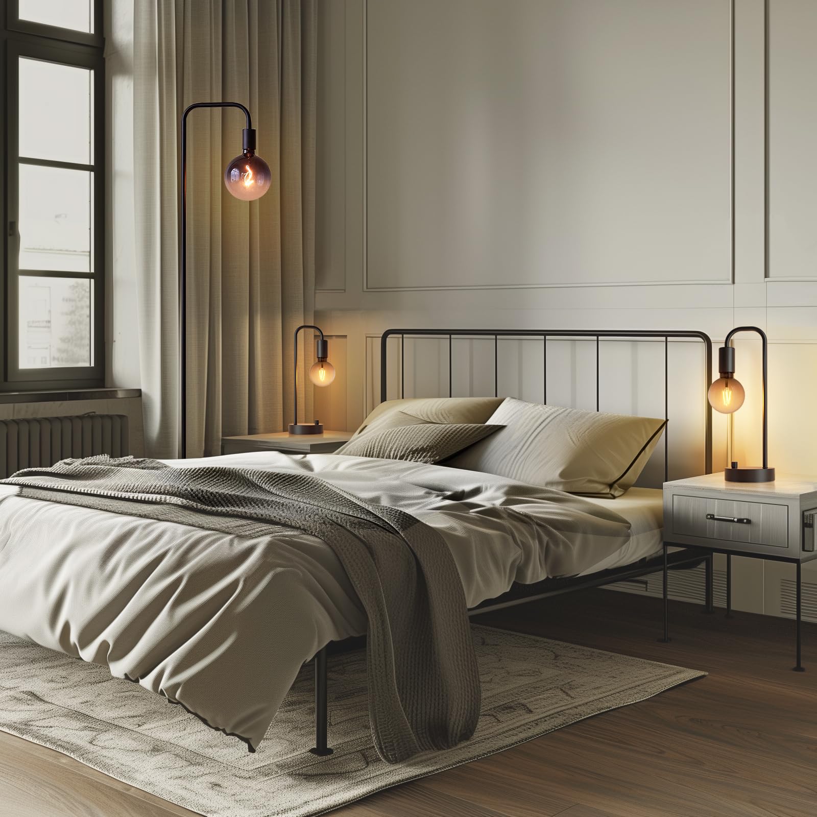 ONEWISH industrial lamp set table lamp dimmer facilitates personalized lighting.