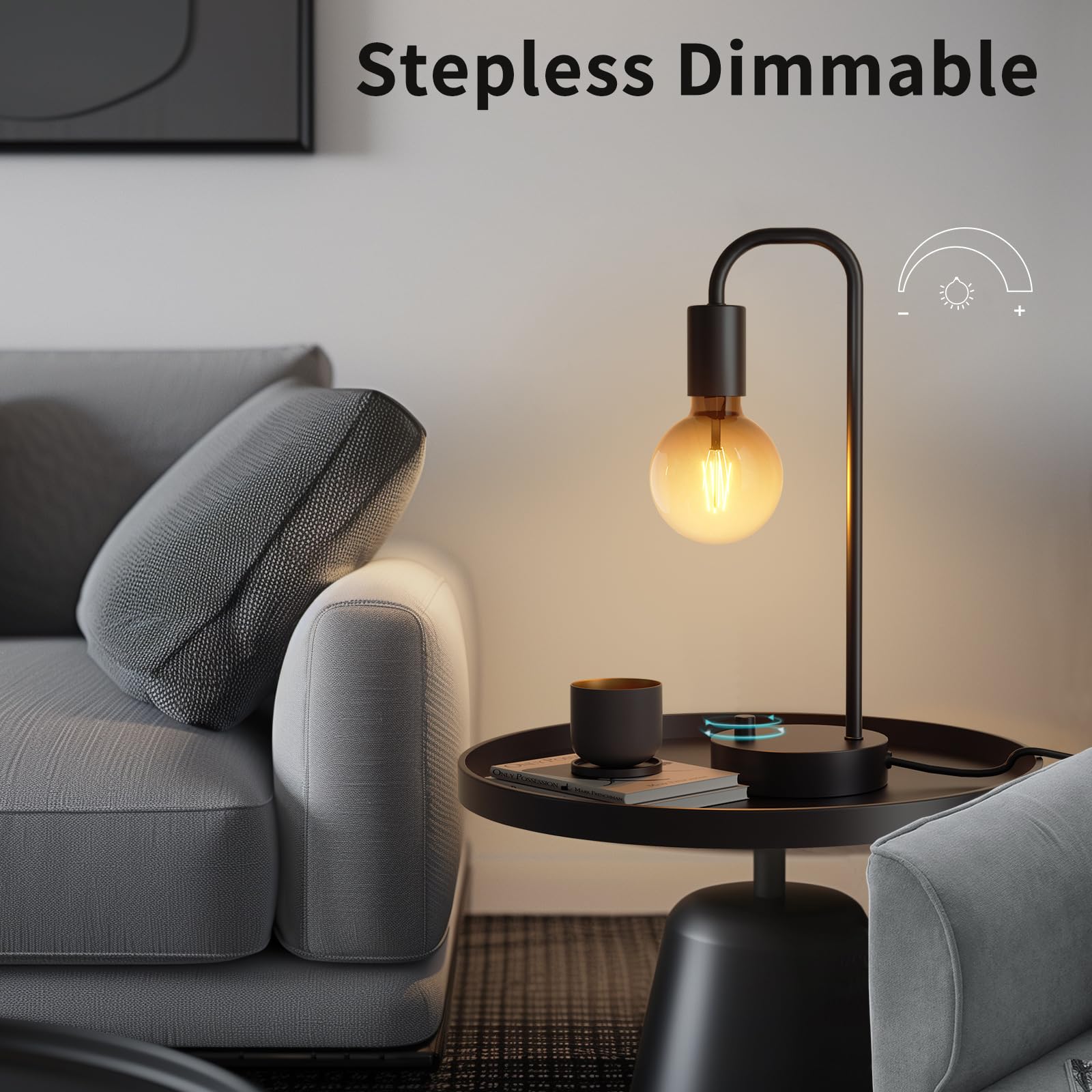 ONEWISH industrial lamp set table lamp globe 2700K glow ideal reading.
