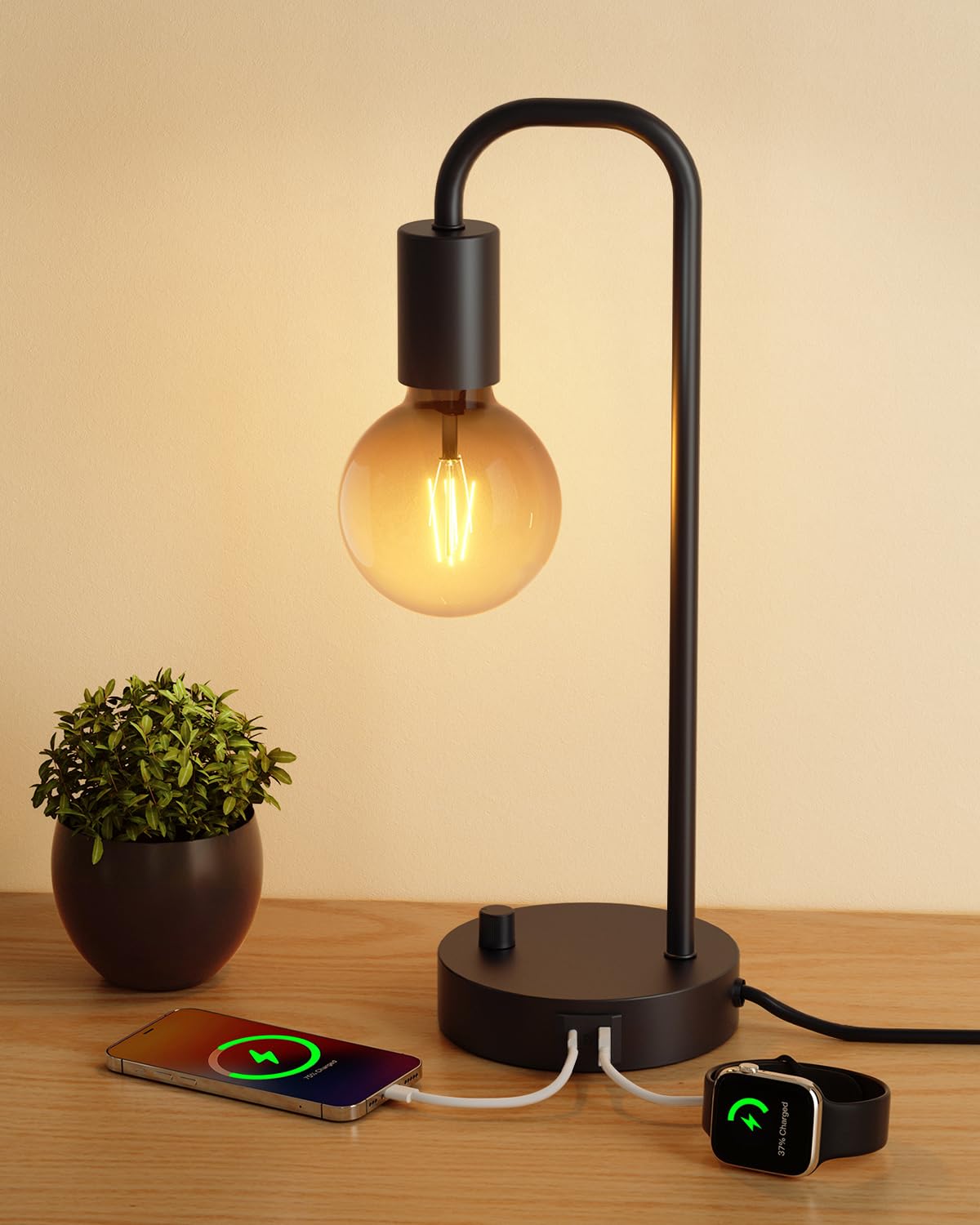 ONEWISH industrial table lamp base with a stable weighted base for steady bedside lighting.