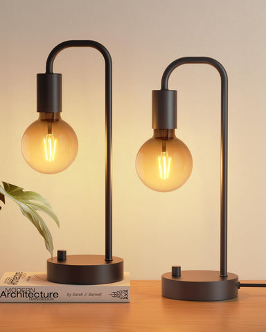 ONEWISH industrial table lamp base provides steady support for any bedside setup.
