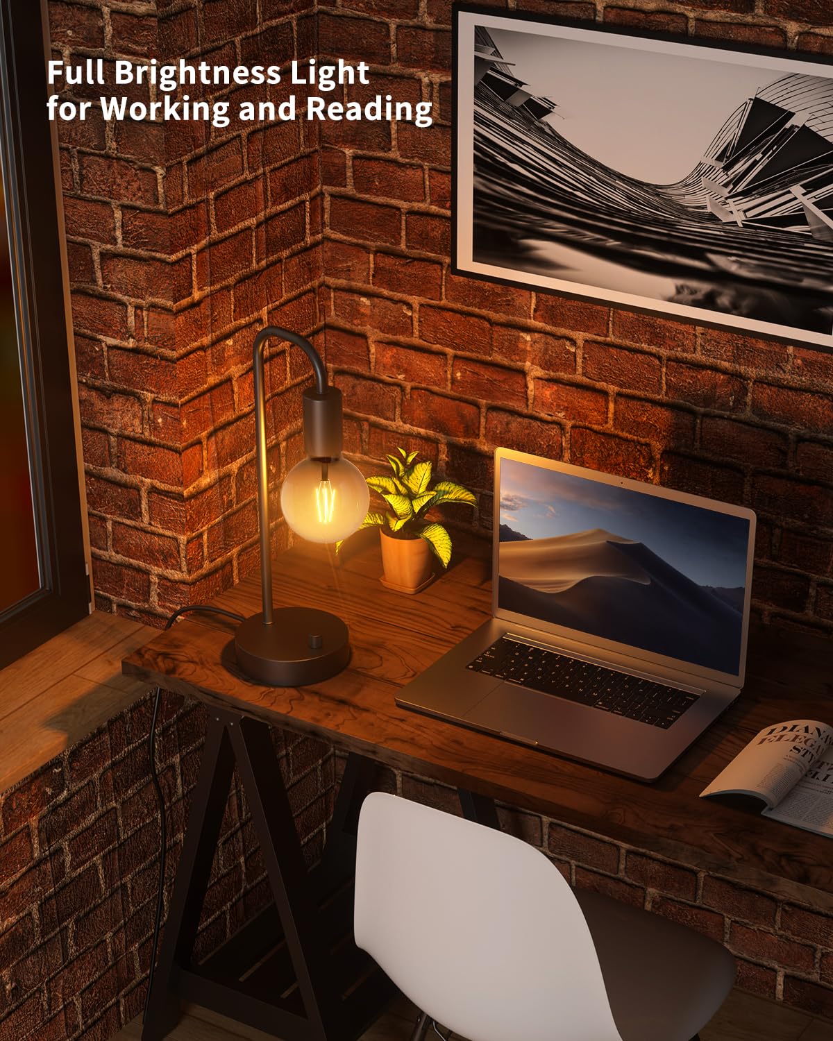 ONEWISH Industrial Table Lamp minimalist-design fits compact desks and nightstands