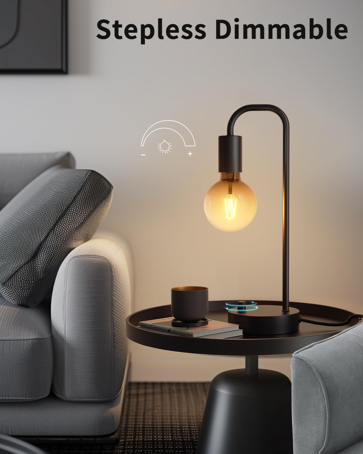 ONEWISH Industrial Table Lamp pole with clean lines to suit modern or vintage decor