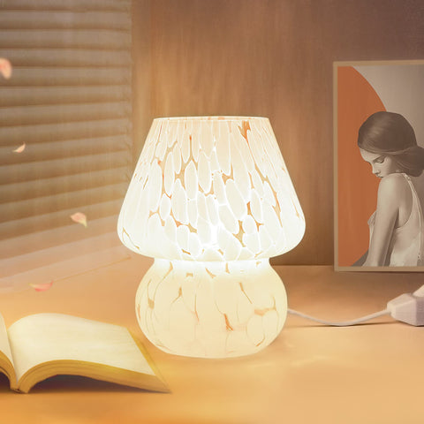 ONEWISH mushroom lamp glass pattern with Murano-inspired glow enhances living spaces.