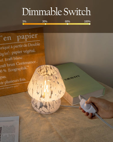 ONEWISH Mushroom Lamp uses hand-blown blue glass grains for unique light
