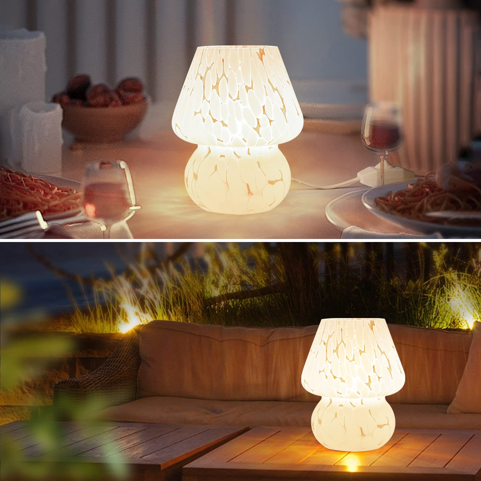 ONEWISH mushroom lamp Murano-style glass offers decorative focal point