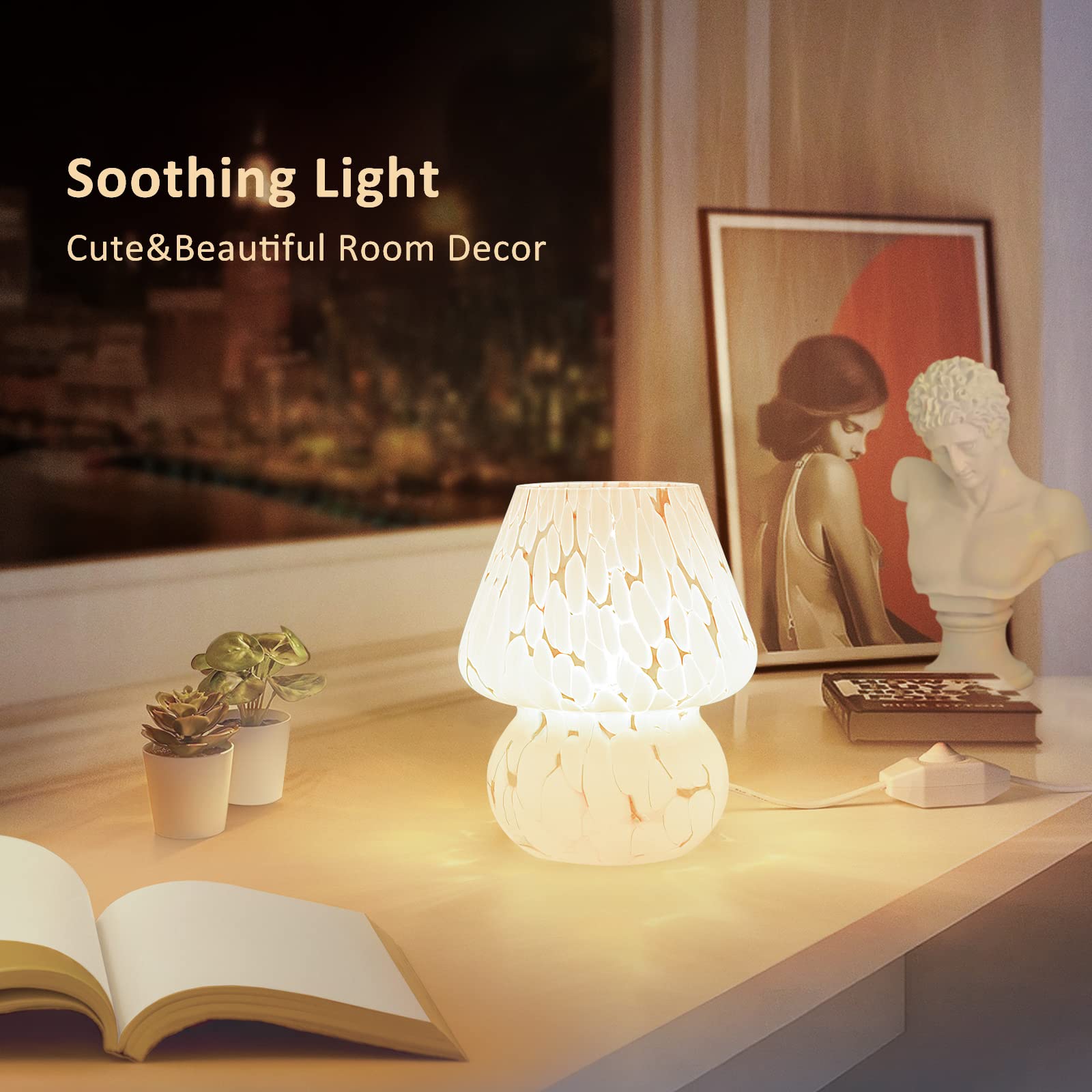 ONEWISH mushroom lamp stepless dimming lets you tailor brightness