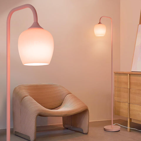 ONEWISH pink floor lamp base showing weighted construction for stable placement