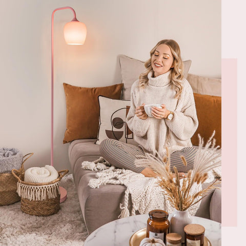 ONEWISH pink floor lamp with convenient foot switch for easy control